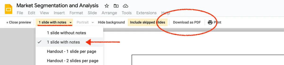 Save your Google slides notes