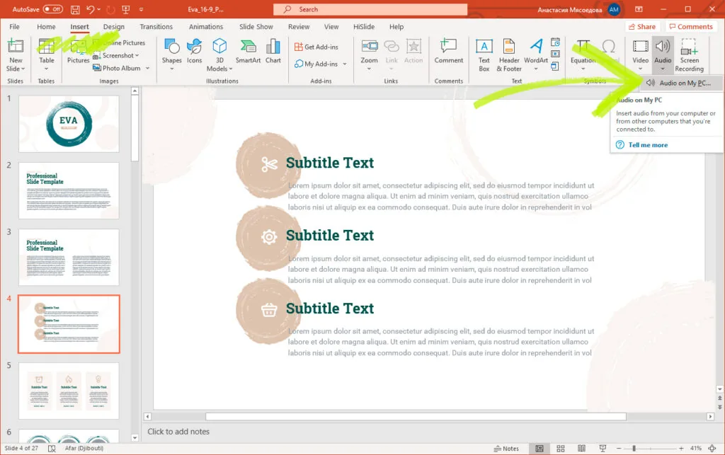 02-Selecting-the-Audio-tab-PowerPoint