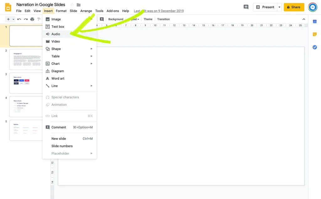 how to do a voice over on google slides