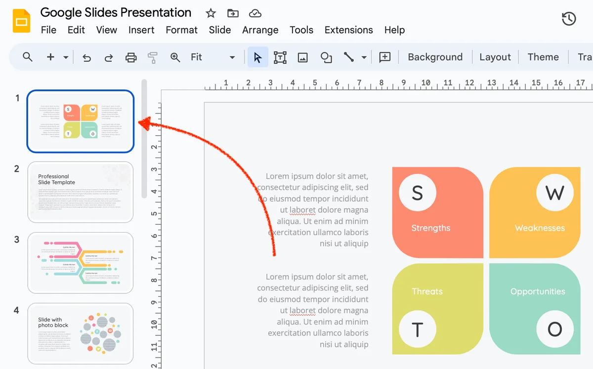 select slides in your presentation