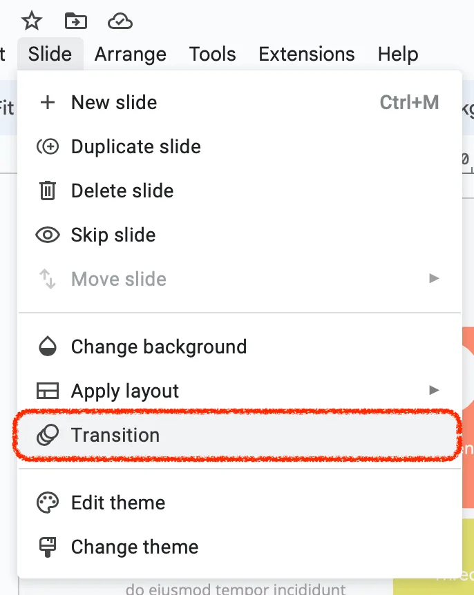 transition animation in google slides