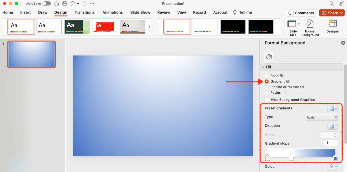 gradient background in powerpoint presentation