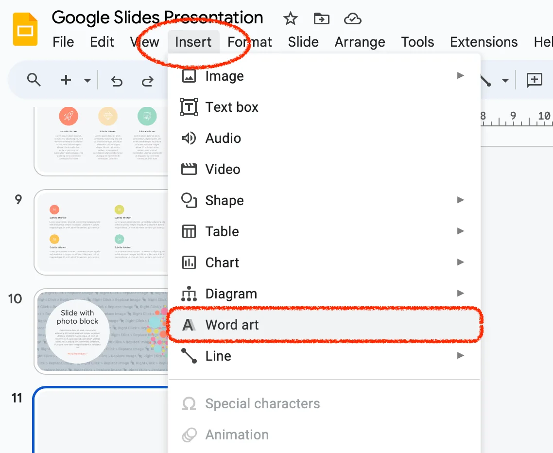 use word art to create opacity text