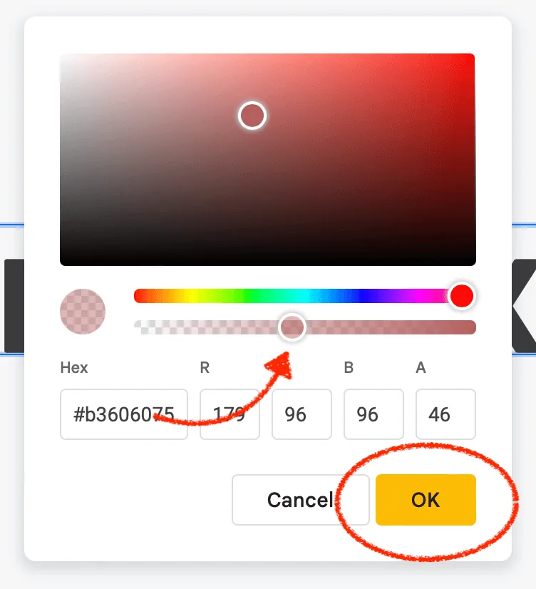 setup transparence for text