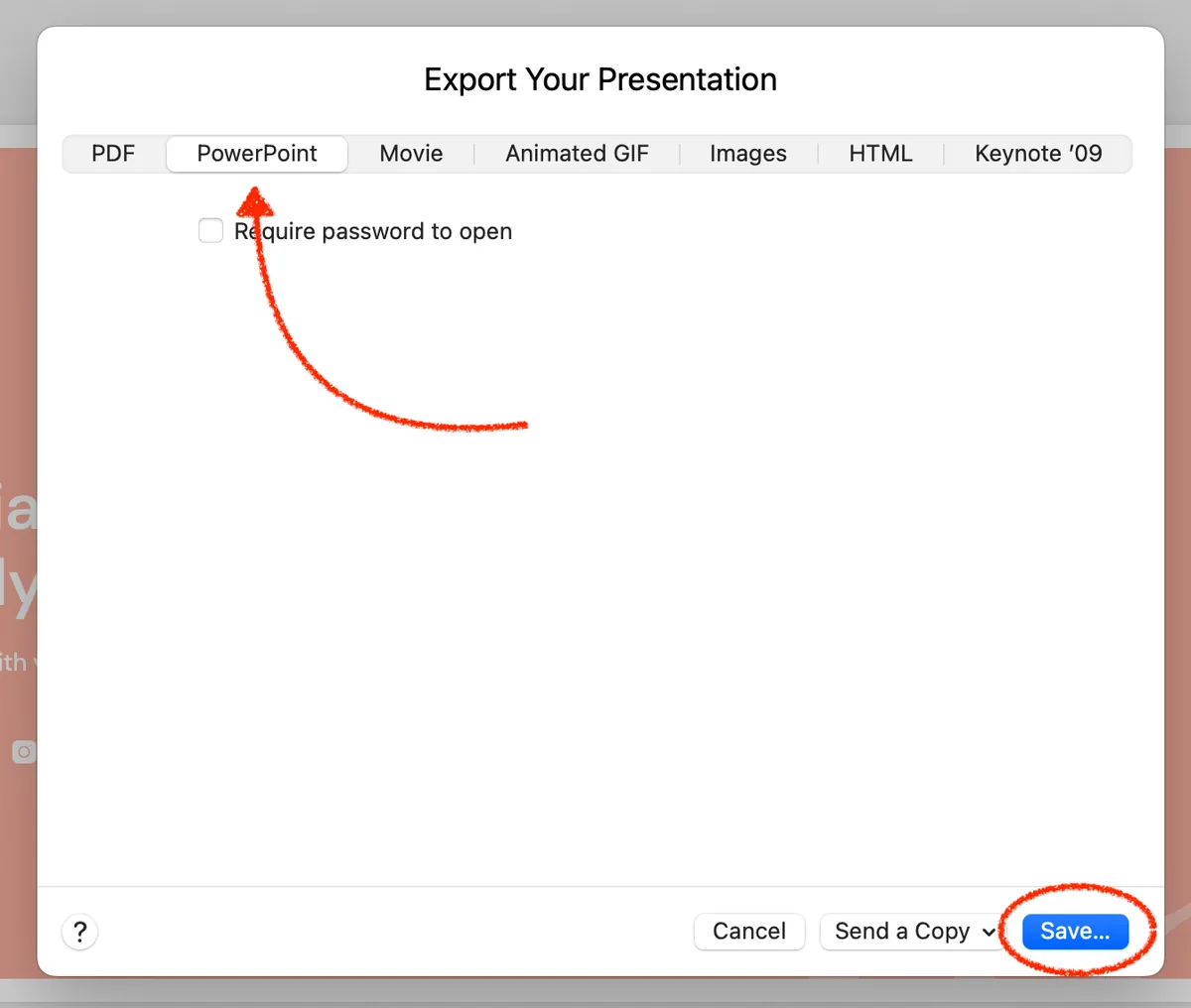 select powerpoint type file
