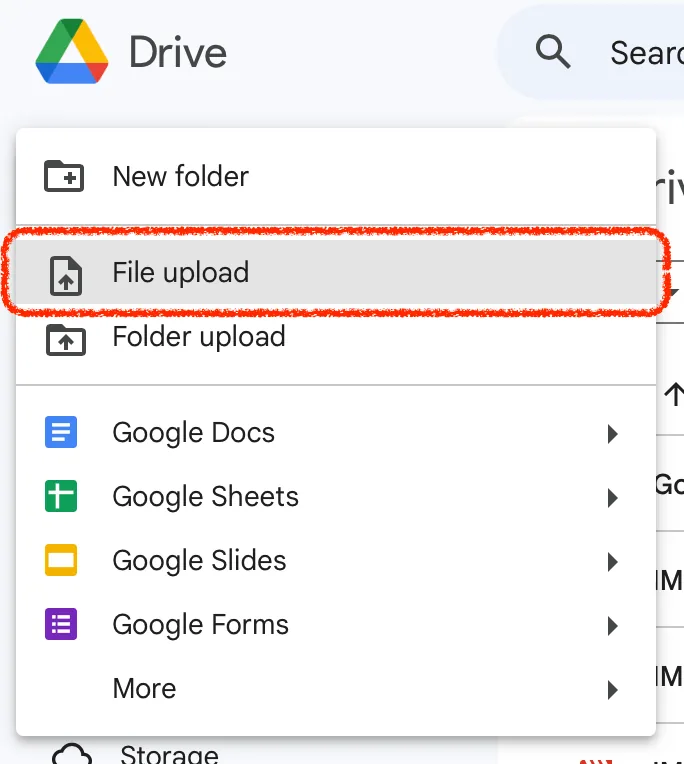select file upload to google drive