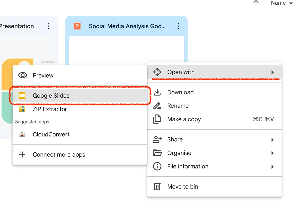 select google slides option