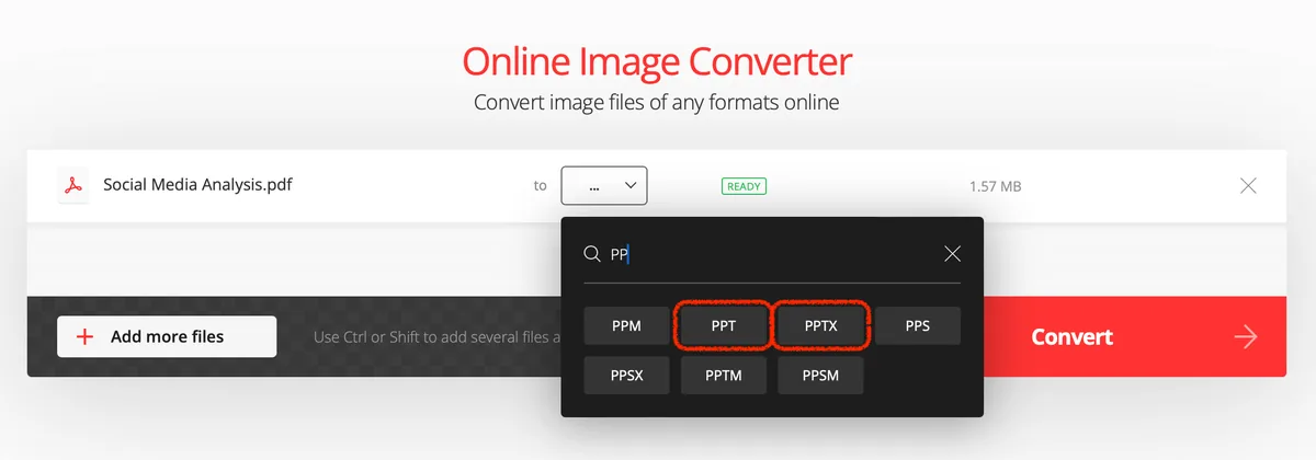 choose format pptx or ppt
