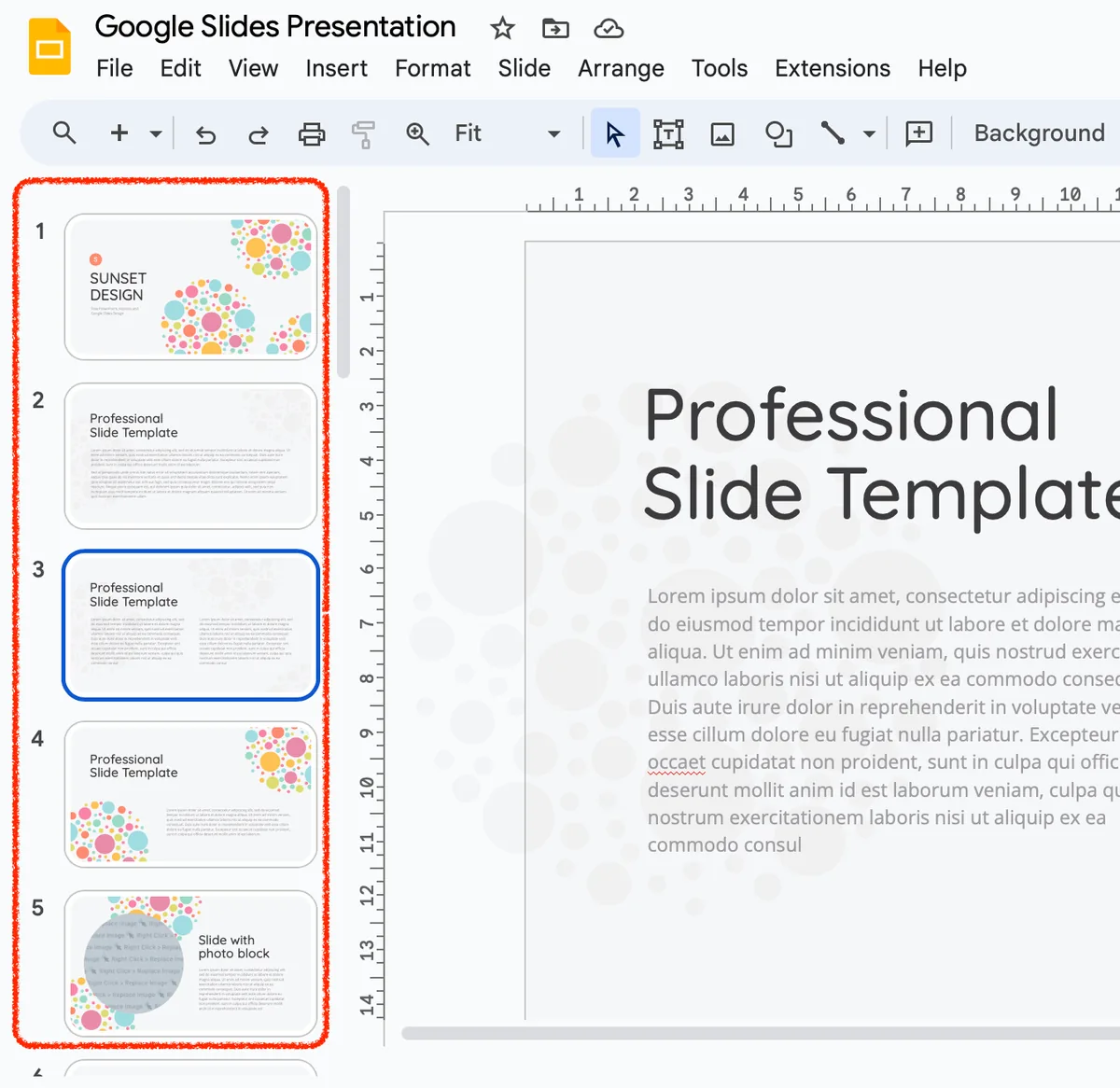 select slide in google slides