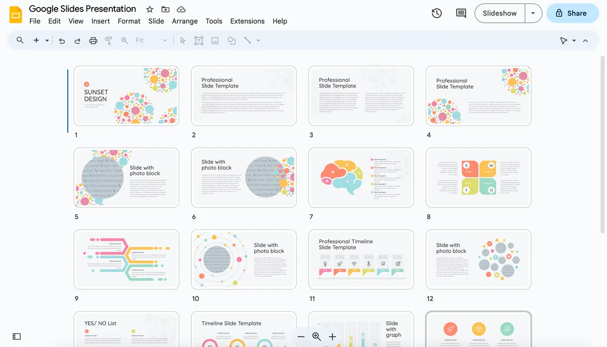 open all slide on google slides using grid