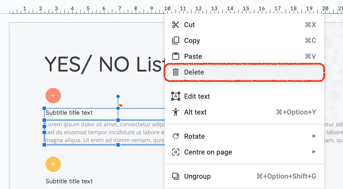 remove the text box in google slides
