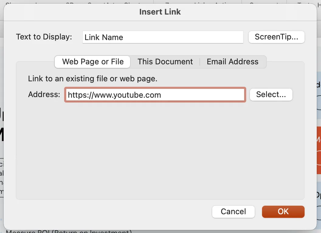 add link to a website