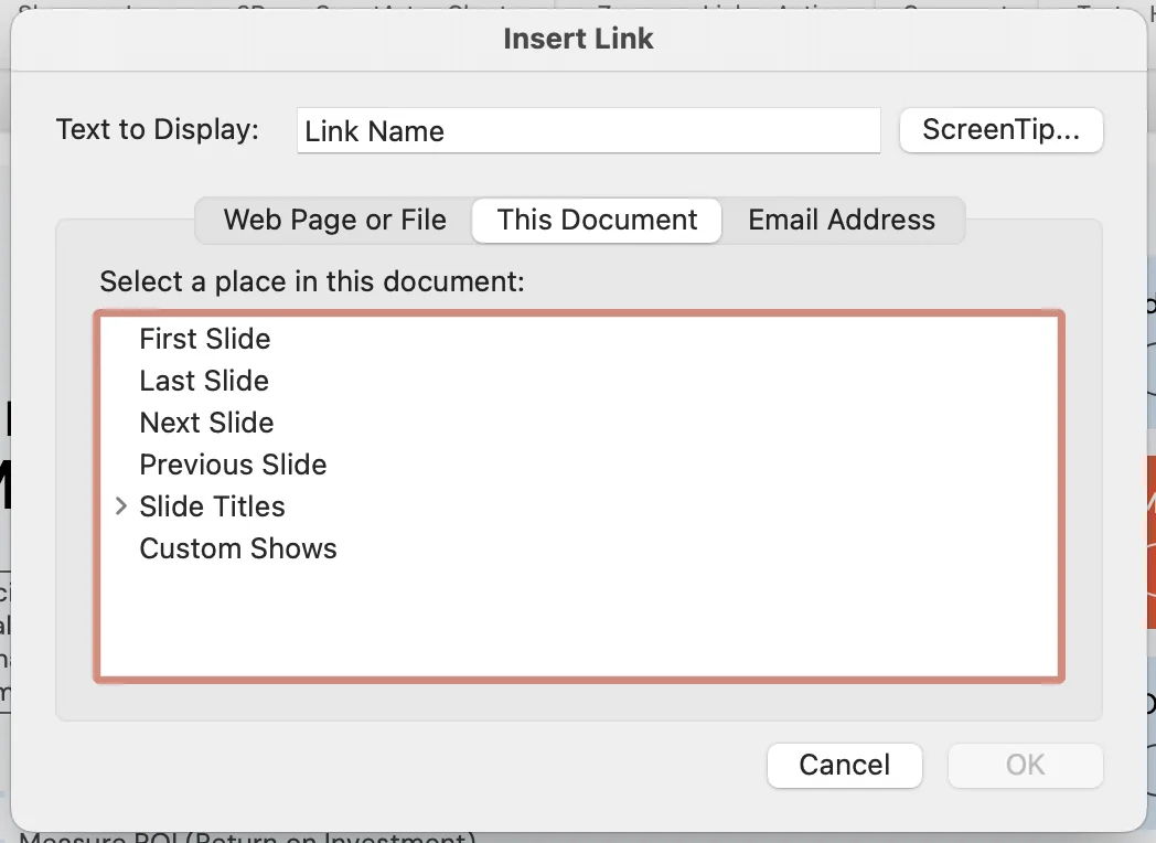 link to a file or slides in your presentation