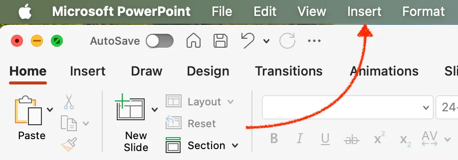 insert tab in powerpoint