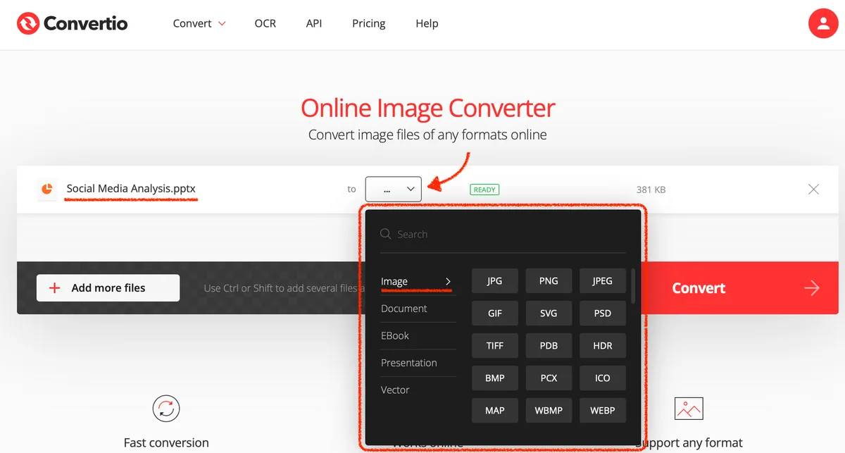 online convert pdf to image type