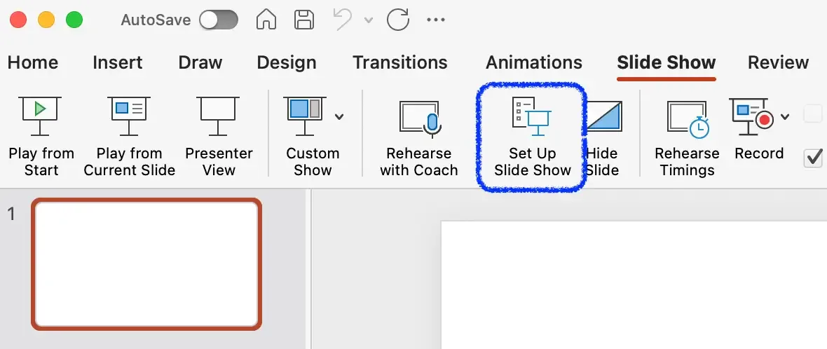 click the set up slide show button