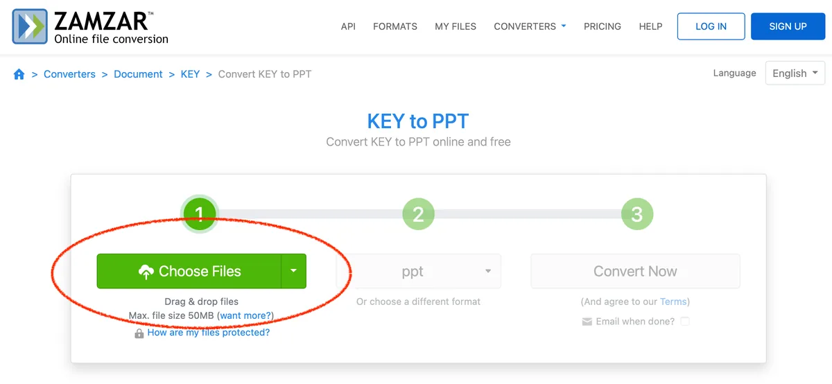 zamzar convert online keynote to powerpoint