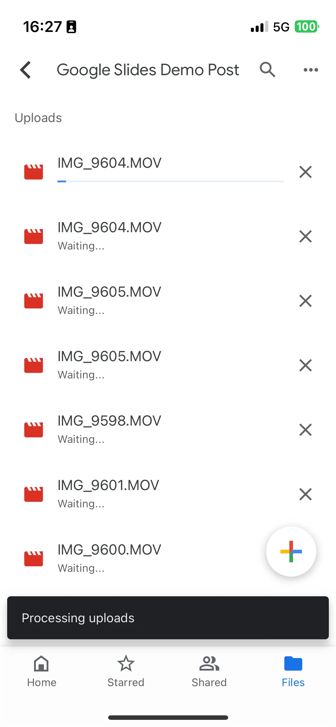 uploading process