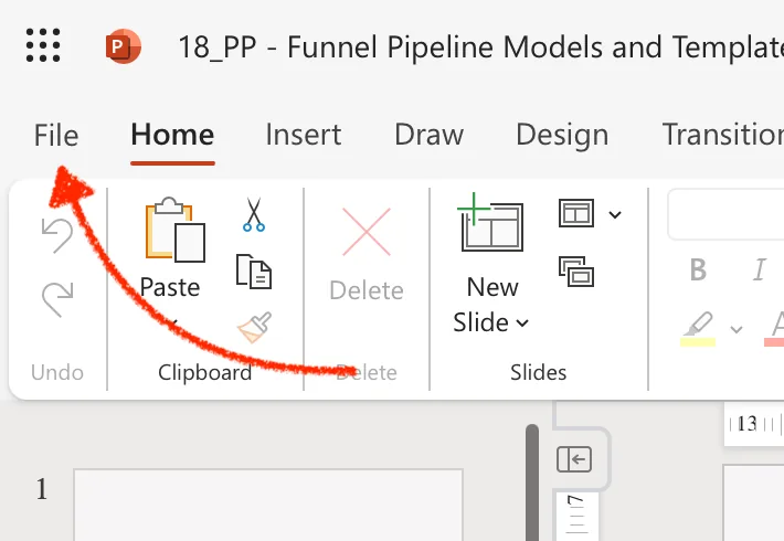 file menu in powerpoint online