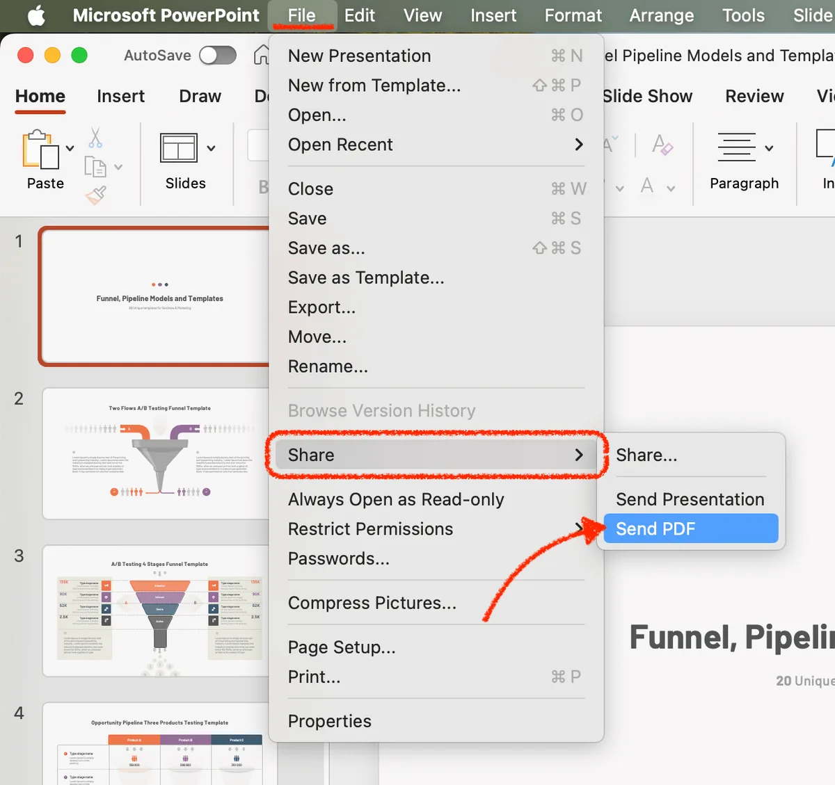 share like pdf file in powerpoint mac version