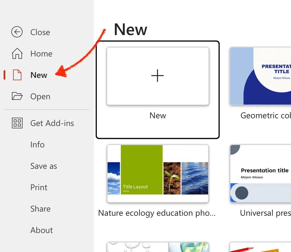 create a new presentation