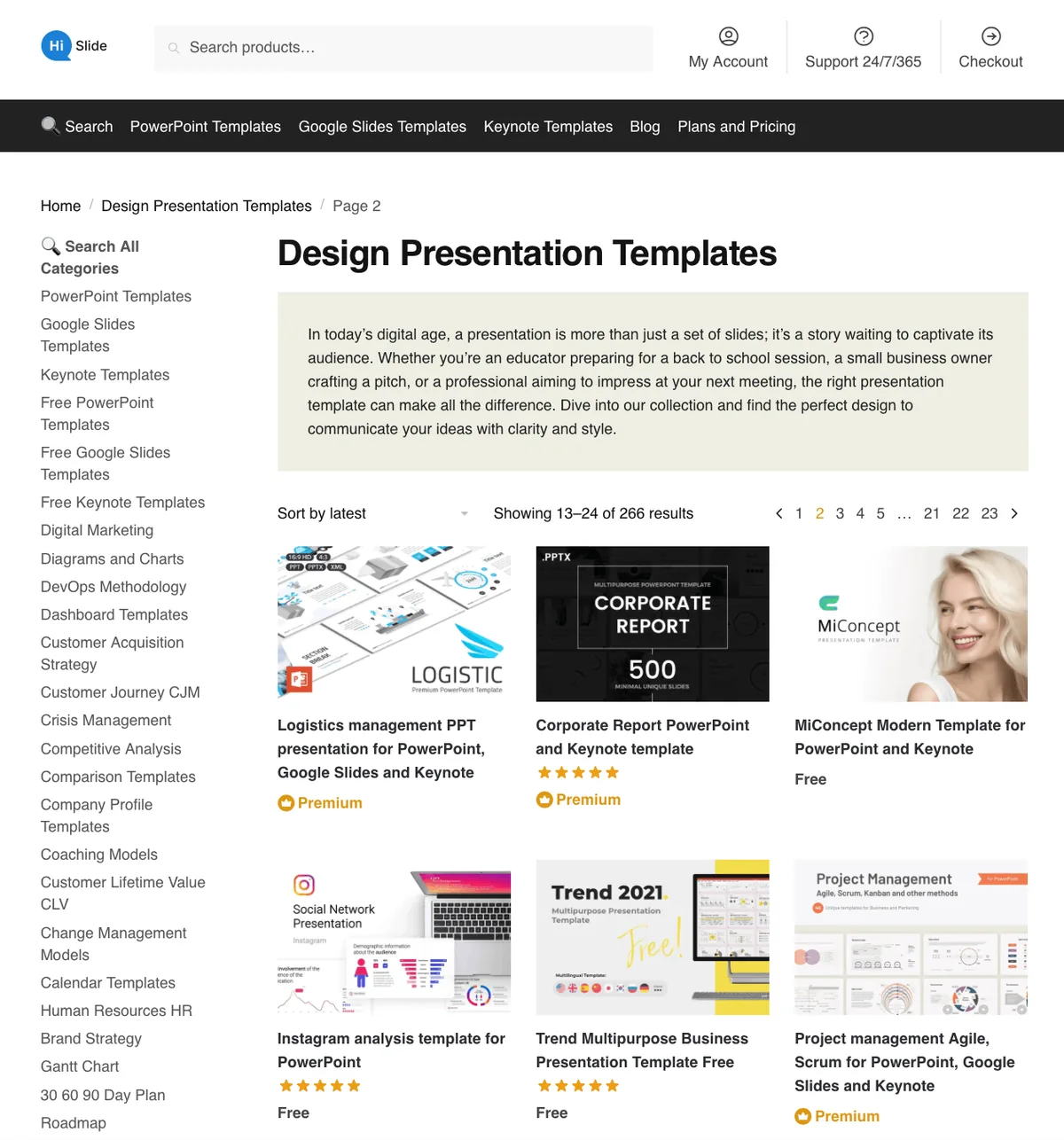 choose free and premium hislide templates