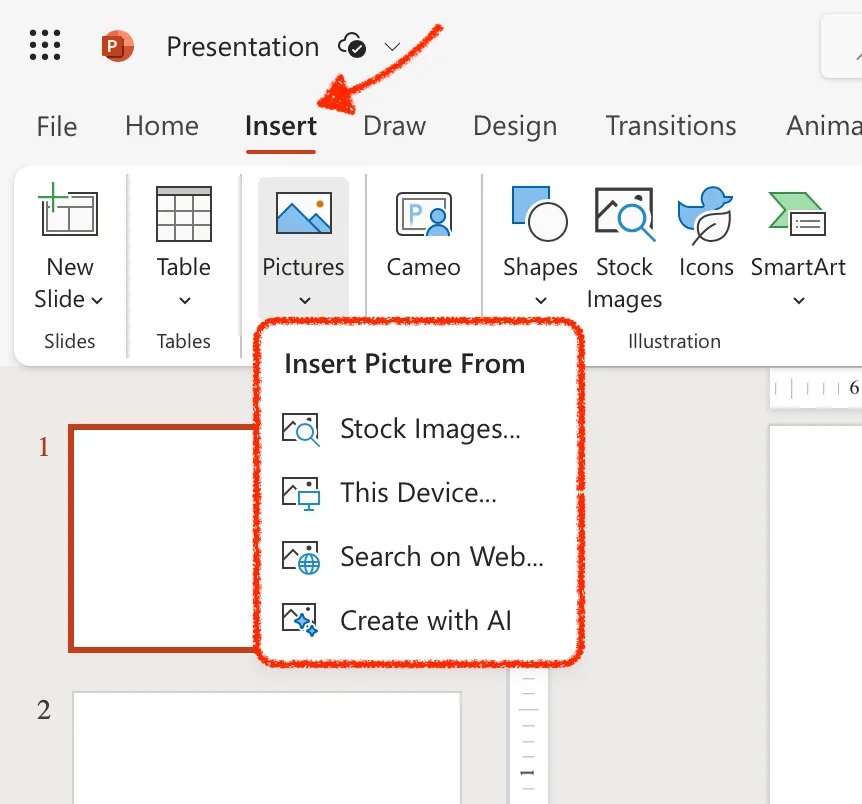 insert picture from stock images device web
