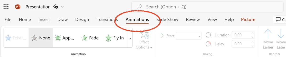 animation options in powerpoint