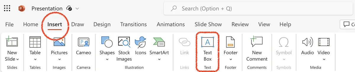 create a new presentation title and subtitle