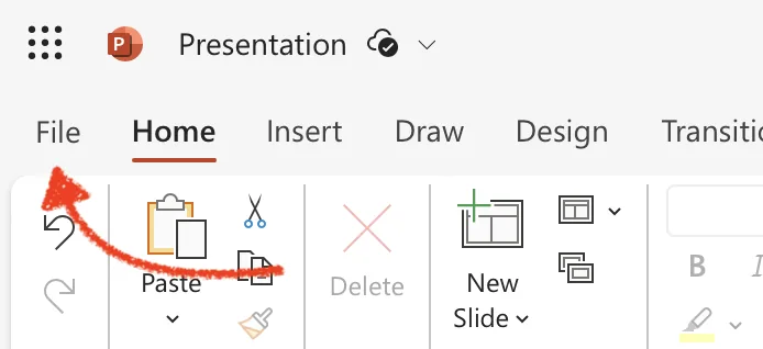 file option in menu