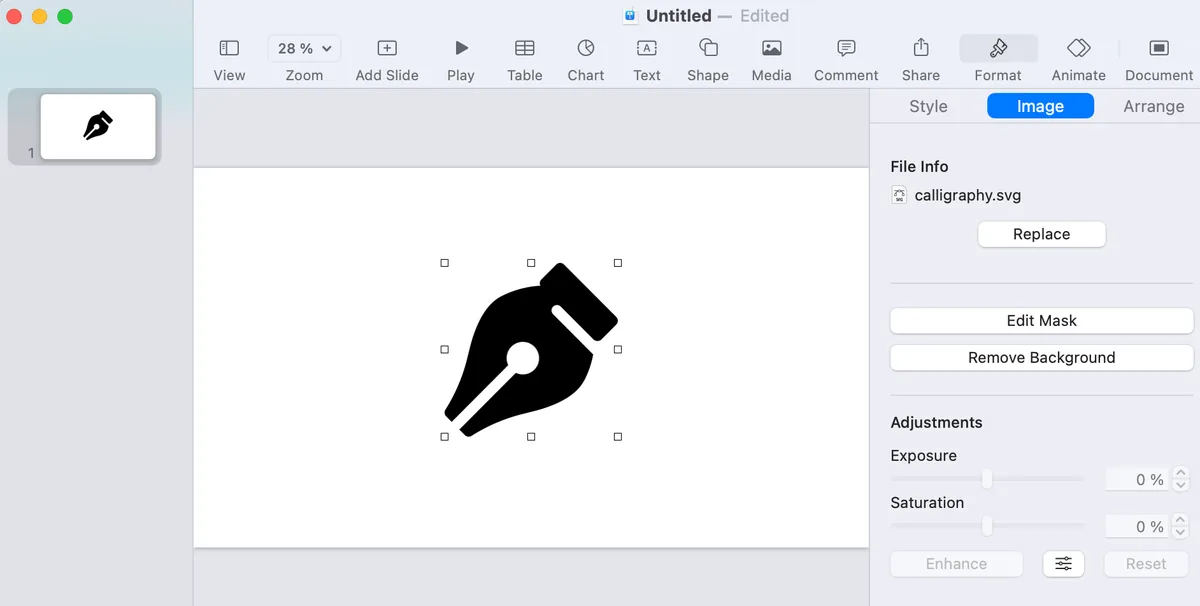 vector svg image added to a slide presentation