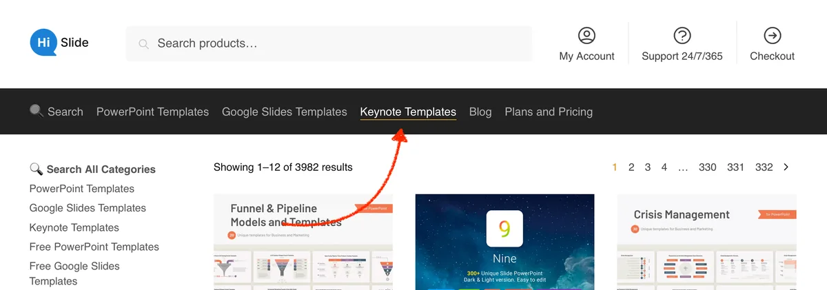 hislide library of free and premium shape slides for keynote