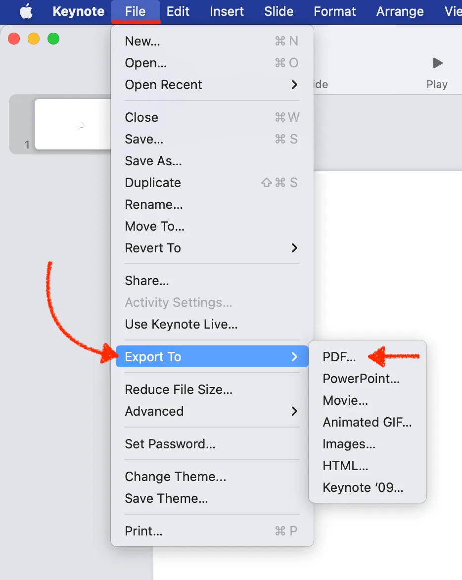 function for exporting vector graphics from keynote
