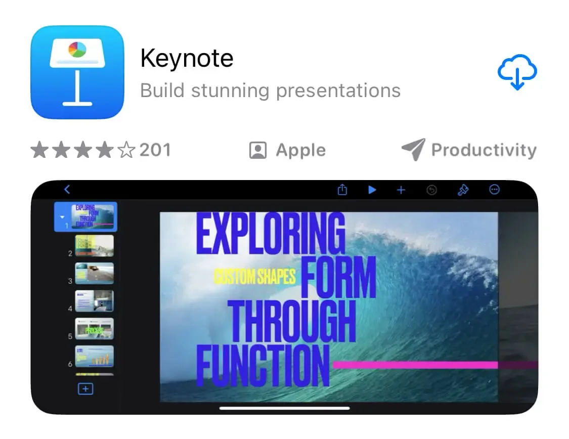 keynote app download free in app store