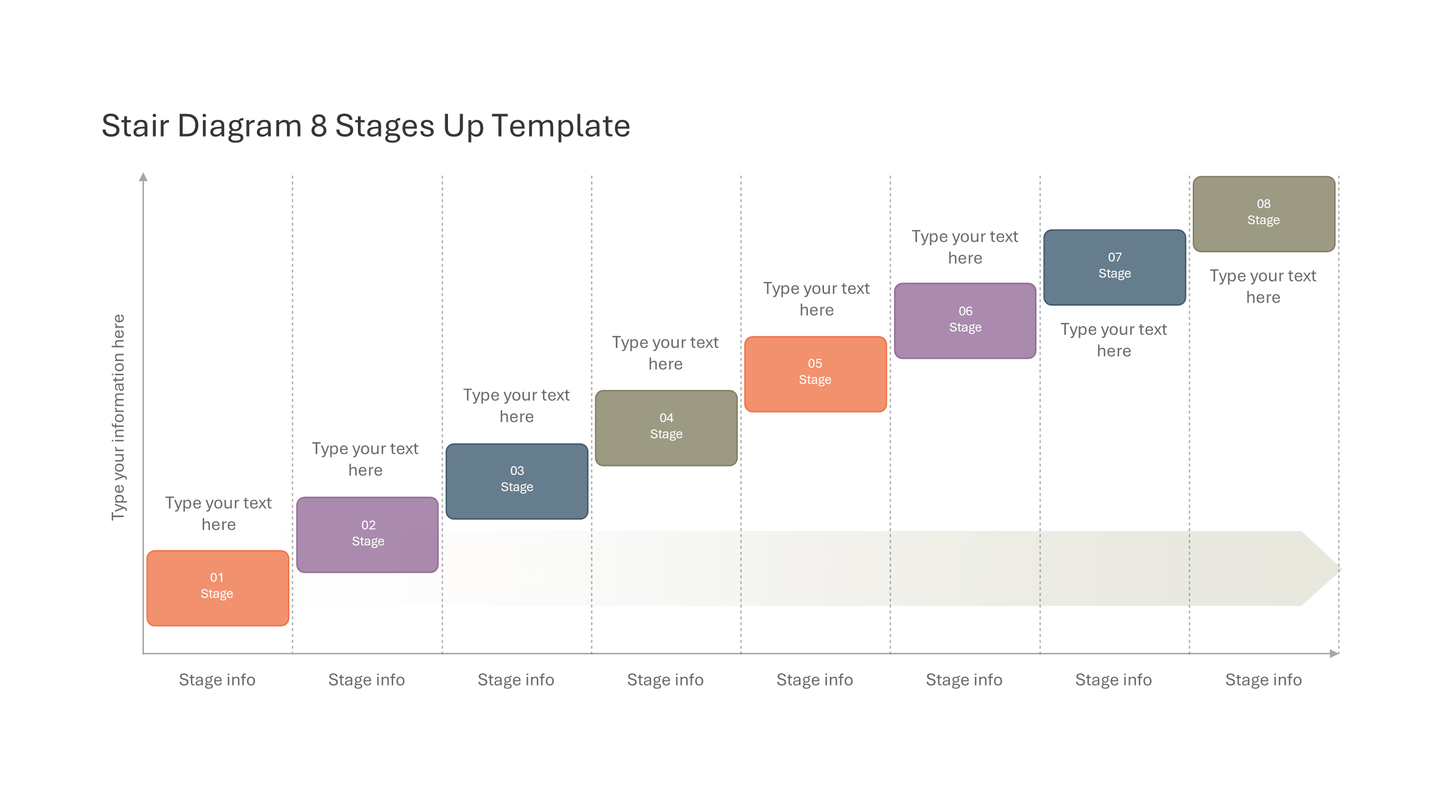 Upward Stair Diagram with 8 Stages and Descriptions — Stairs and Steps slide template