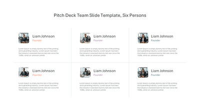 Pitch Deck Team Slide Template Six Persons