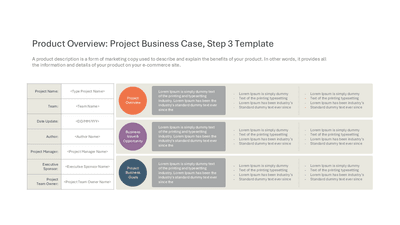 Product Overview Project Business Case Step 3 Template