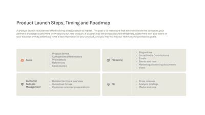 Product Launch Steps Timing and Roadmap