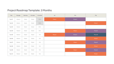 Project Roadmap Template 3 Months