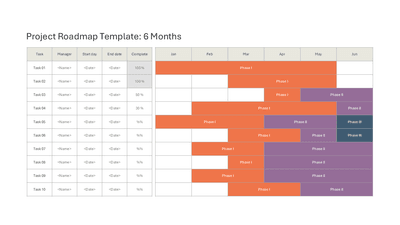 Project Roadmap Template 6 Months