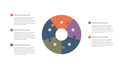 5 Piece Puzzle Donut Chart Numbered