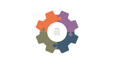4 Piece Puzzle Gear Shape with Center Text