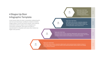 4-Stage Upward Stair Infographic — Stairs and Steps slide template