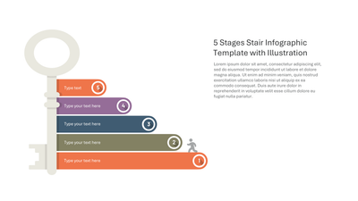 5-Stage Stair Infographic with Illustration — Stairs and Steps slide template