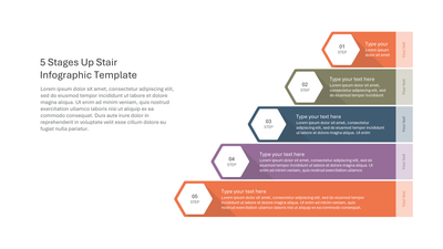 5-Stage Upward Stair Infographic — Stairs and Steps slide template