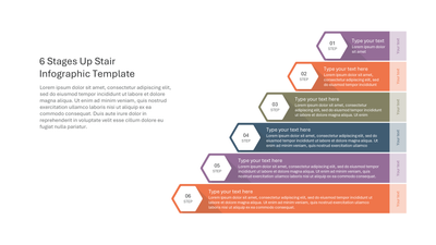 6-Stage Upward Stair Infographic — Stairs and Steps slide template