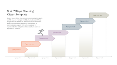 7-Step Stair Climbing Clipart with Person — Stairs and Steps slide template