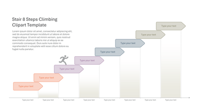 8-Step Stair Climbing Clipart with Person — Stairs and Steps slide template