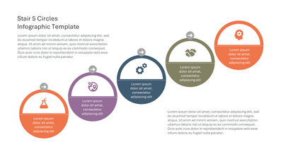 Stair Infographic with 5 Circles — Stairs and Steps slide template