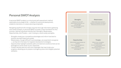 Personal SWOT Analysis